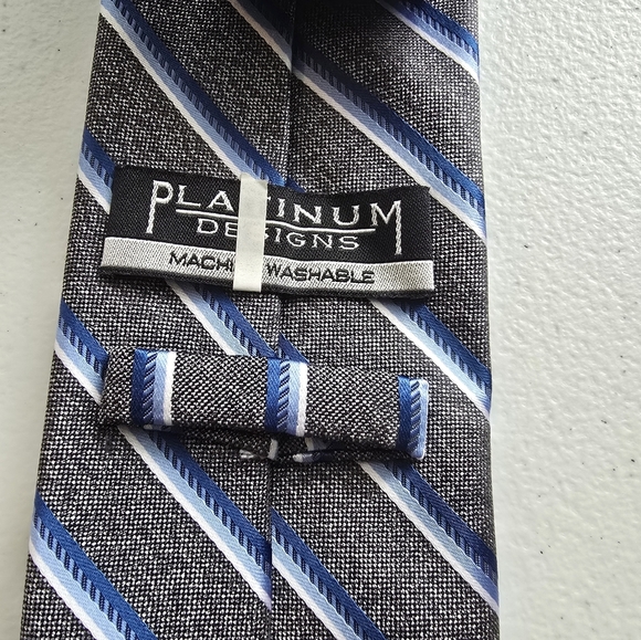 Striped Black and Blue Men's Tie - Picture 5 of 5
